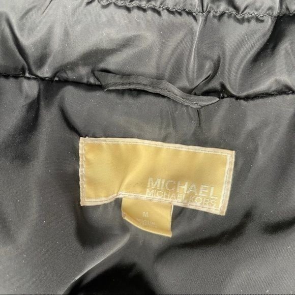 Michael Kors down feather long sleeve puffer jacket black gold buttons high coll - Picture 8 of 12